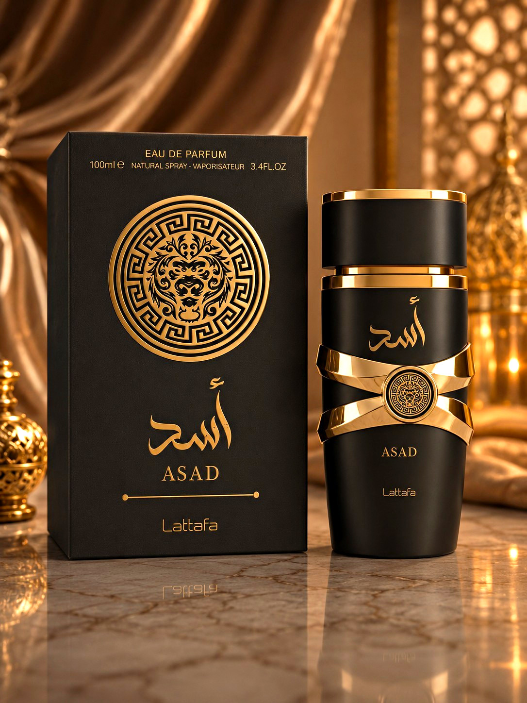 Lattafa Asad Eau de Parfum Spray Long Lasting Men 3.4 fl oz Tobacco