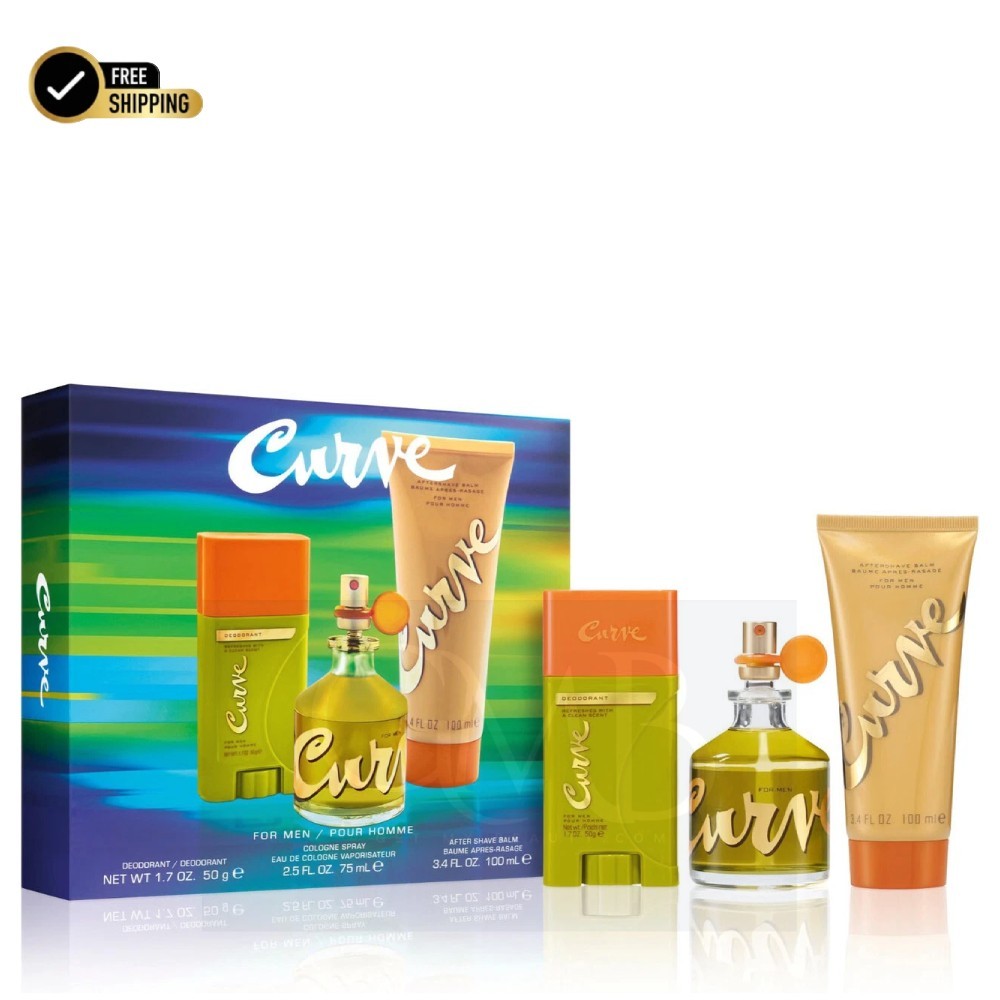 Liz Claiborne Curve Cologne Spray + After Shave + Deo Stick 3 Pc Gift Set Men