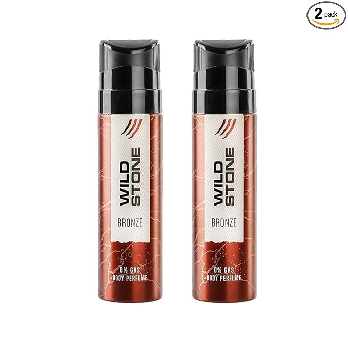 Wild Stone Bronze Perfume Body Spray No Gas Deo for Men Pack of 2 (120ml Each)