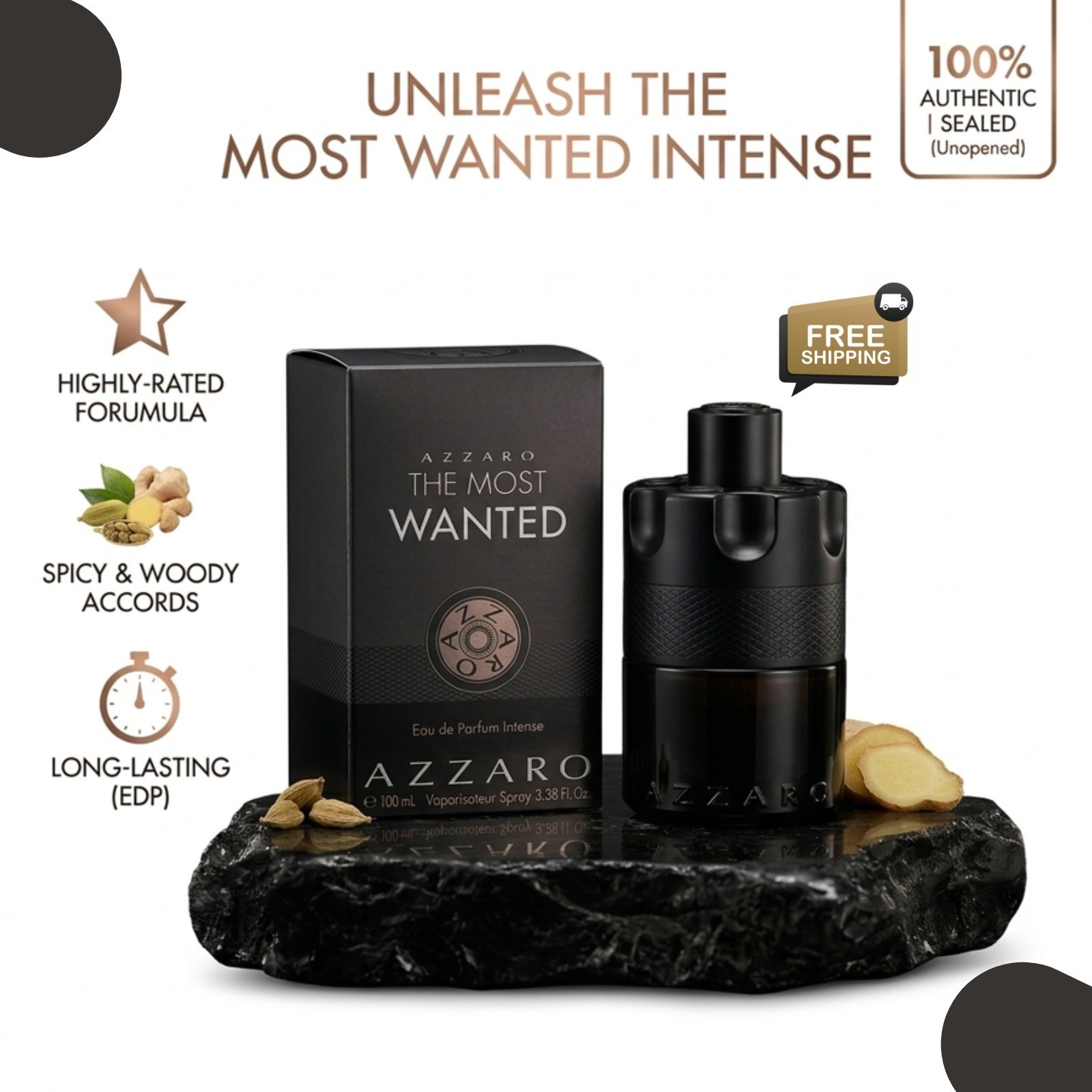 Azzaro The Most Wanted 3.3 oz EDP Intense Cologne for Men New In Box