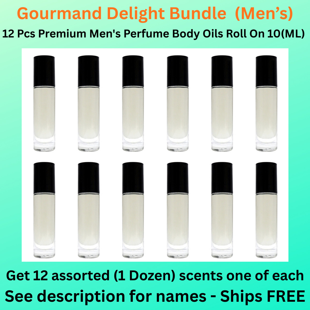 Gourmand Delight Bundle – 12 Pack Mens Body Oil Roll on 10ml bottles