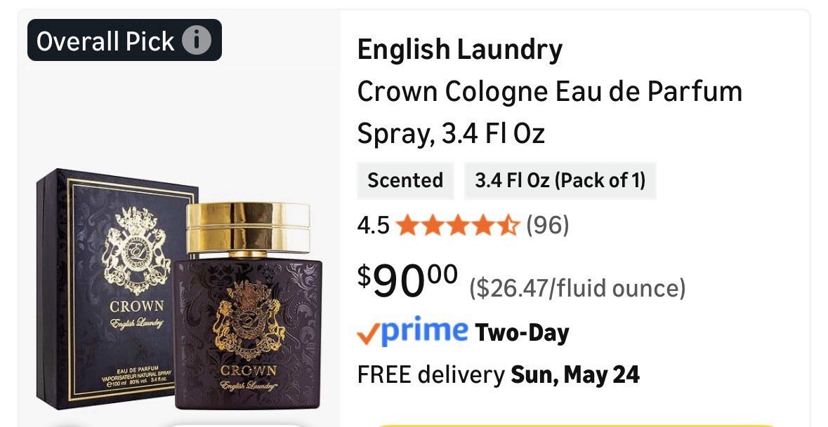 English Laundry Crown Eau de Parfum Spray, Regular Size 3.4 fl oz