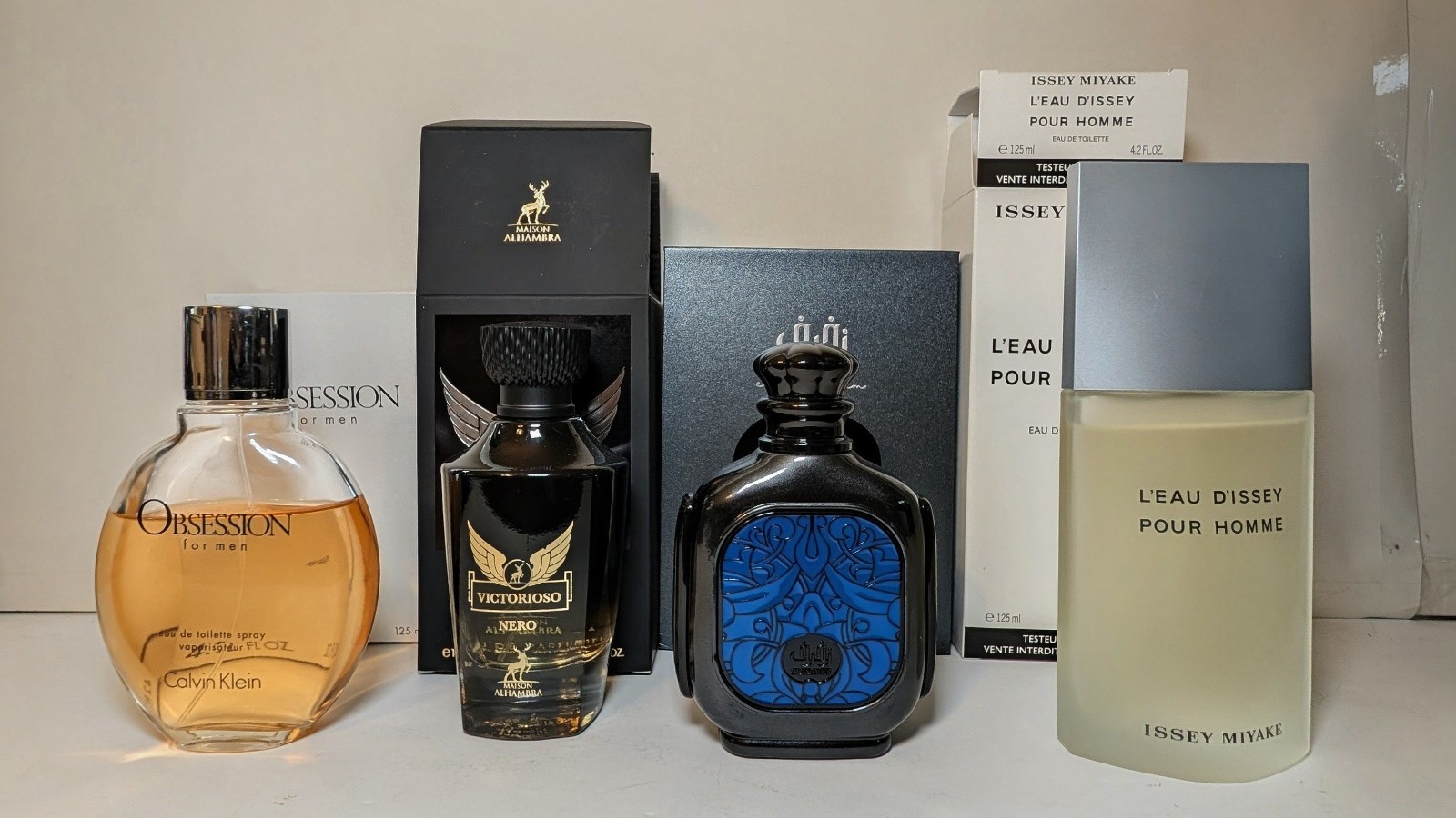 Lot of 4 Men Fragrances – Issey Miyaki L’Eau d’Issey + Calvin Klein + Zimaya …