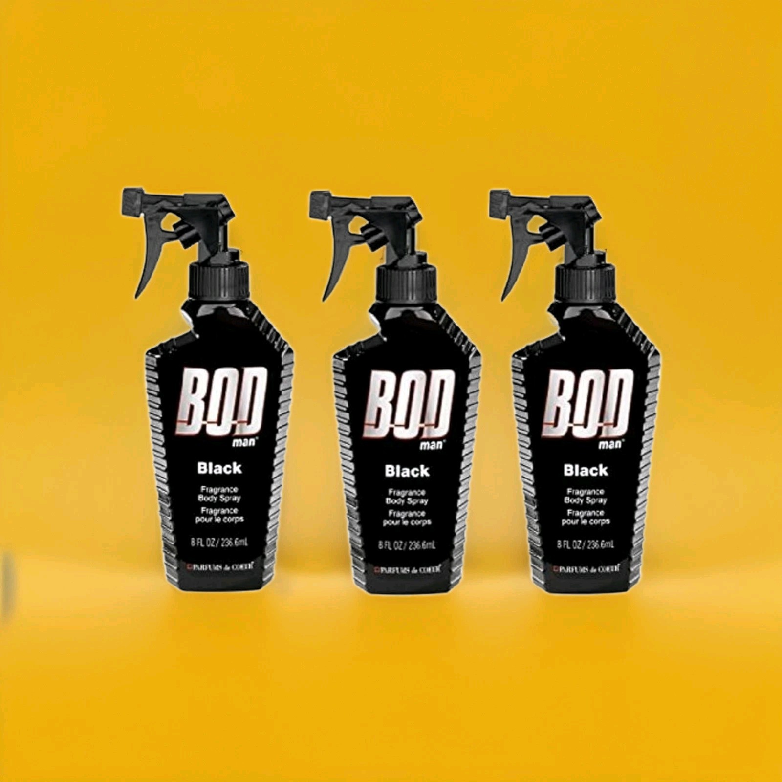 BOD Man Fragrance Body Spray, Black, 8 fl oz (Pack of 3) – NEW! ORIGINAL! FRESH!