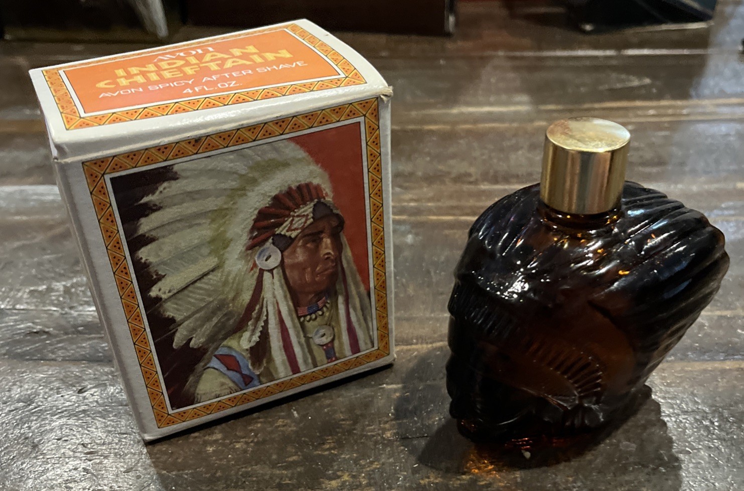 VTG Avon Indian Chief Head Chieftain Spicy After Shave 4oz NIB Collectible Full