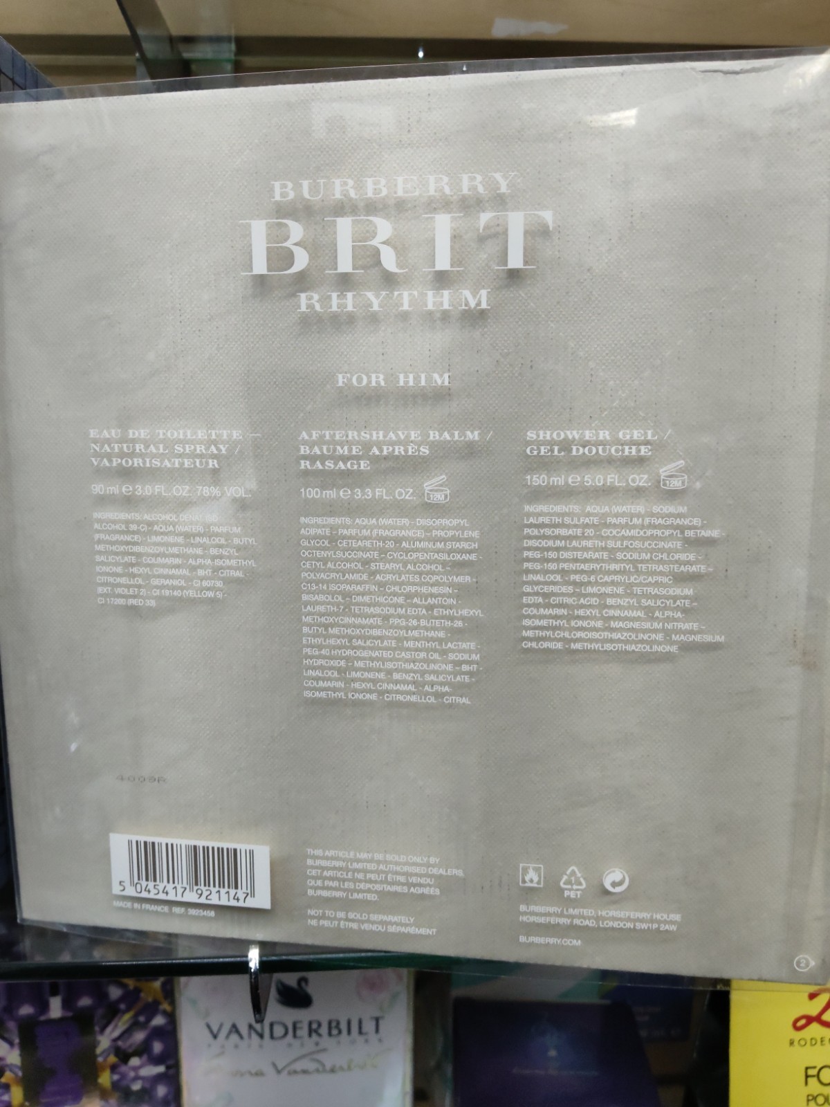 ​Burberry Brit Rhythm for Him 3 Pc Gift Set 3oz EDT Spray Discontinued Rare New