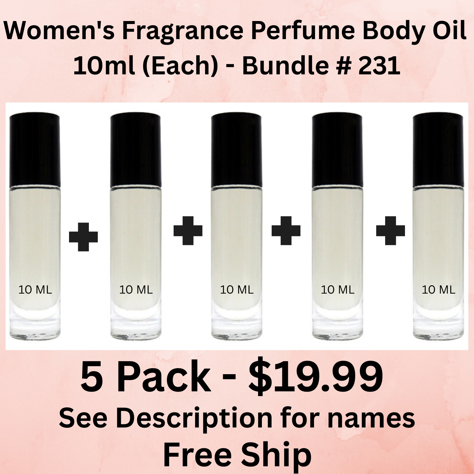 Bundle # 231 – 5 Pack Women’s Fragrance Perfume Body Oil 10-ml Roll-On Bottle