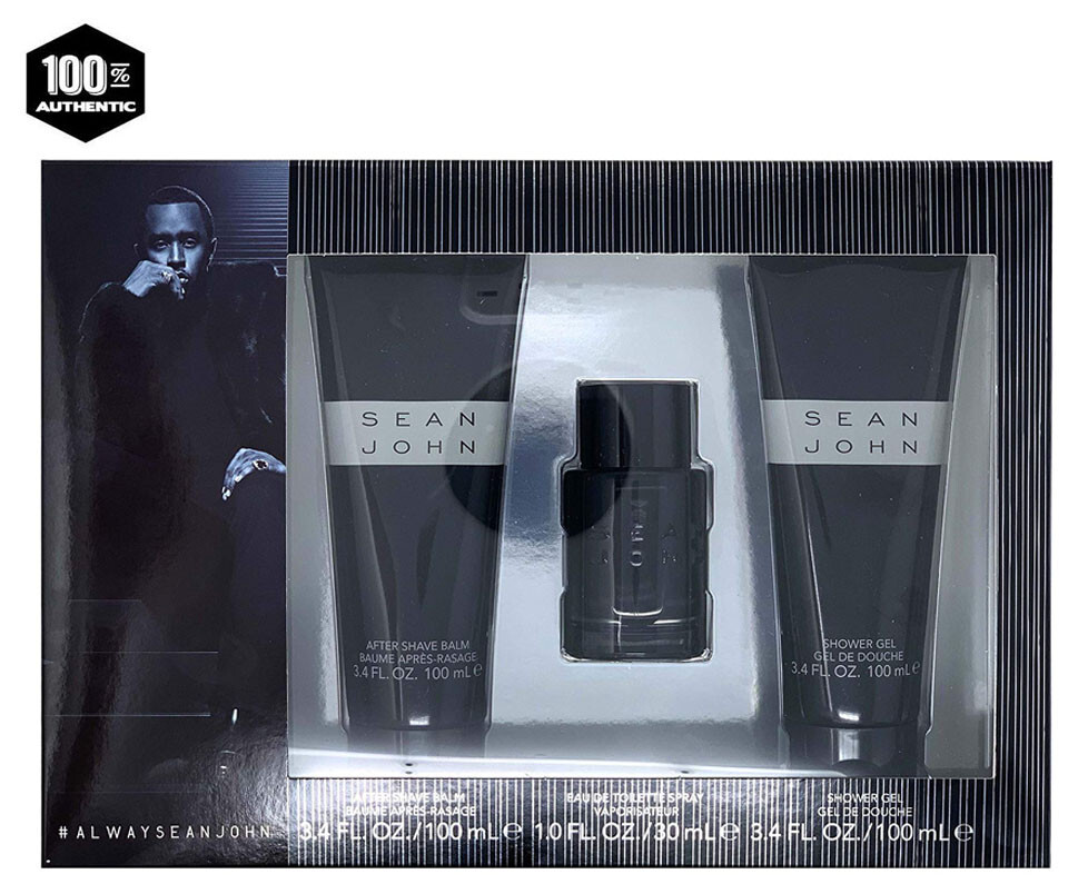 Sean John classic Cologne – 3 pc Gift Set for Men -1.0 oz EDT Sp+3.4 oz S/L+ASB