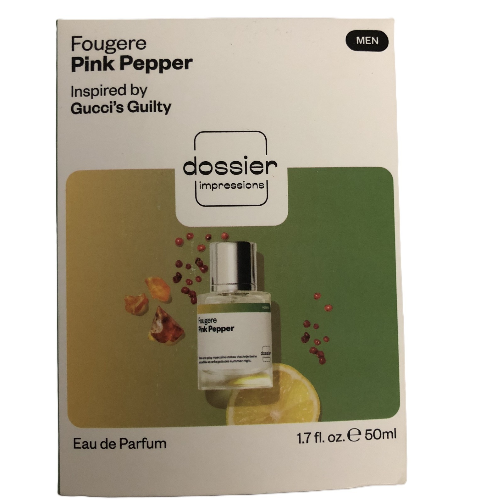 Dossier Impressions Men Fougere Pink Pepper Inspired by Gucci’s Guilty 1.7 oz