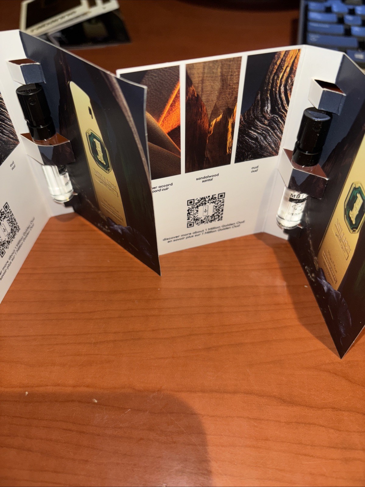 Lot Of 2 Paco Rabanne 1 Million Golden Oud Parfum Intense Sample 1.5ml/0.05oz