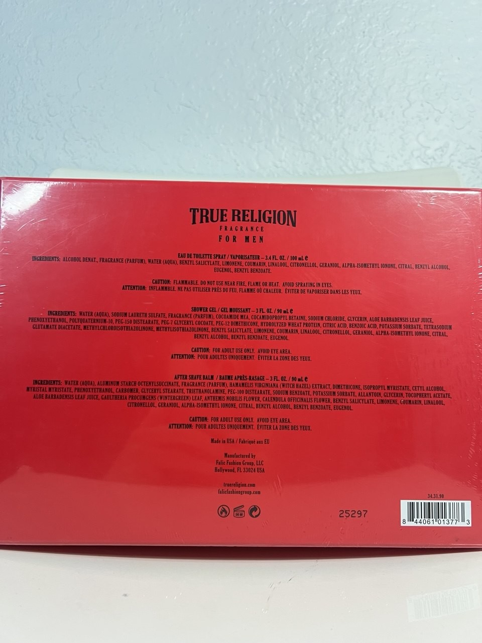 True Religion Fragrance for Men 3.4 oz EDT 3 Piece Gift Set New