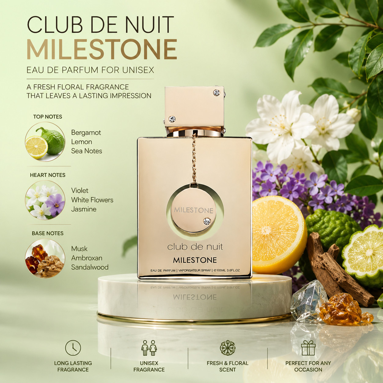 Milestone Club De Nuit Eau De Parfum 105ml 3.6oz Unisex Perfume Spray New in Box