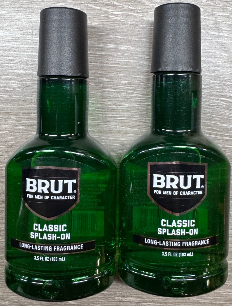2 BOTTLES Brut Splash-On Signature Scent for Men 3.5oz EACH NEW