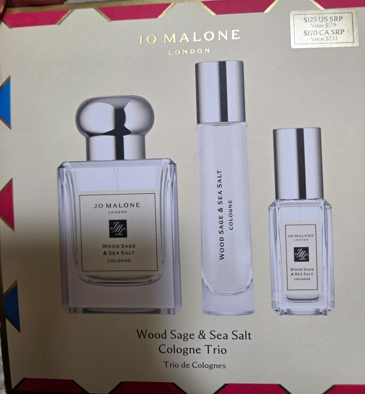 Jo Malone Wood Sage & Sea Salt Cologne Trio 3pc New In Box 50ml, 10ml, 9ml Spray