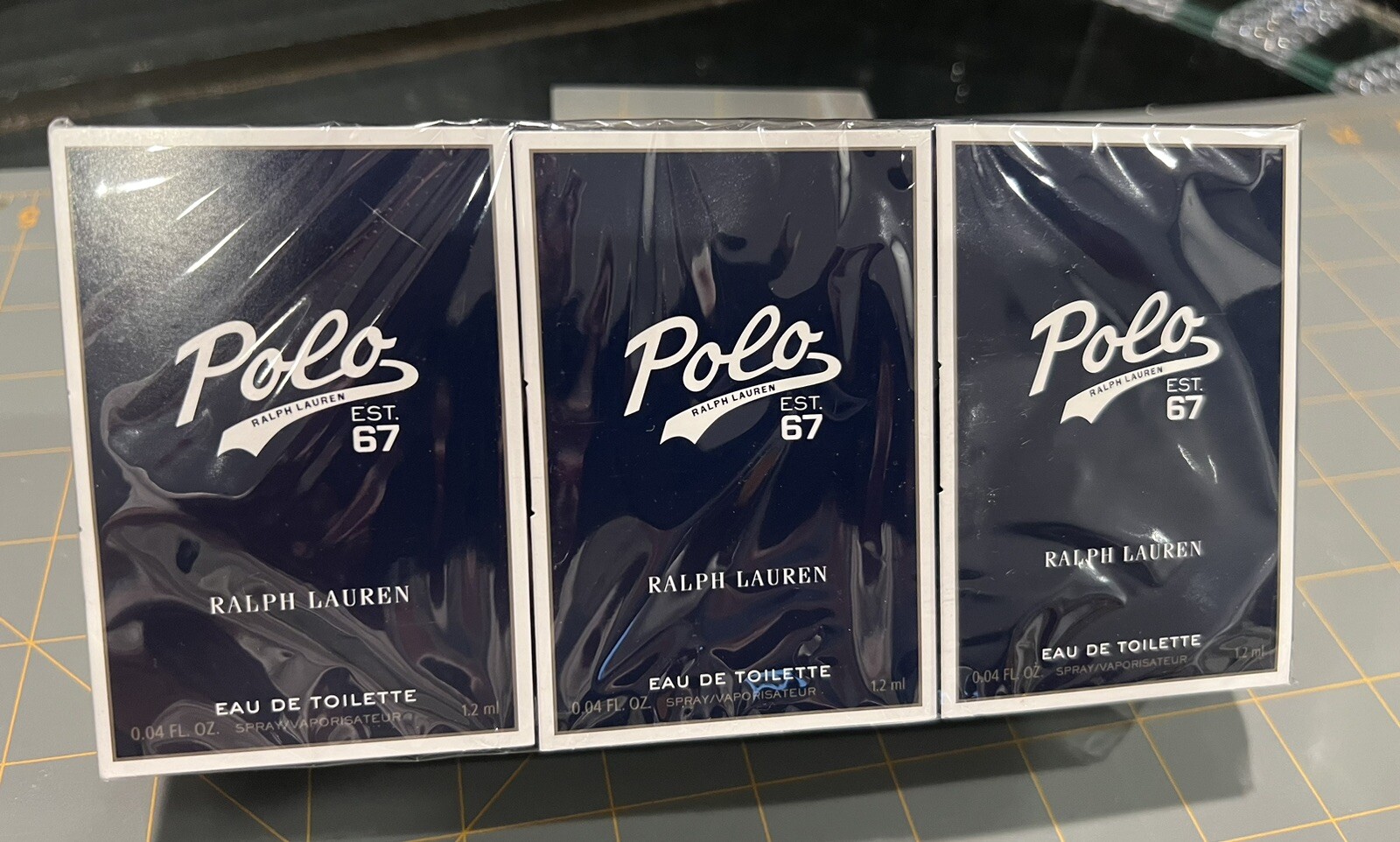 12 X Ralph Lauren POLO EST 67 MEN 0.04 oz EDT Vial Spray Travel/Sample Sealed