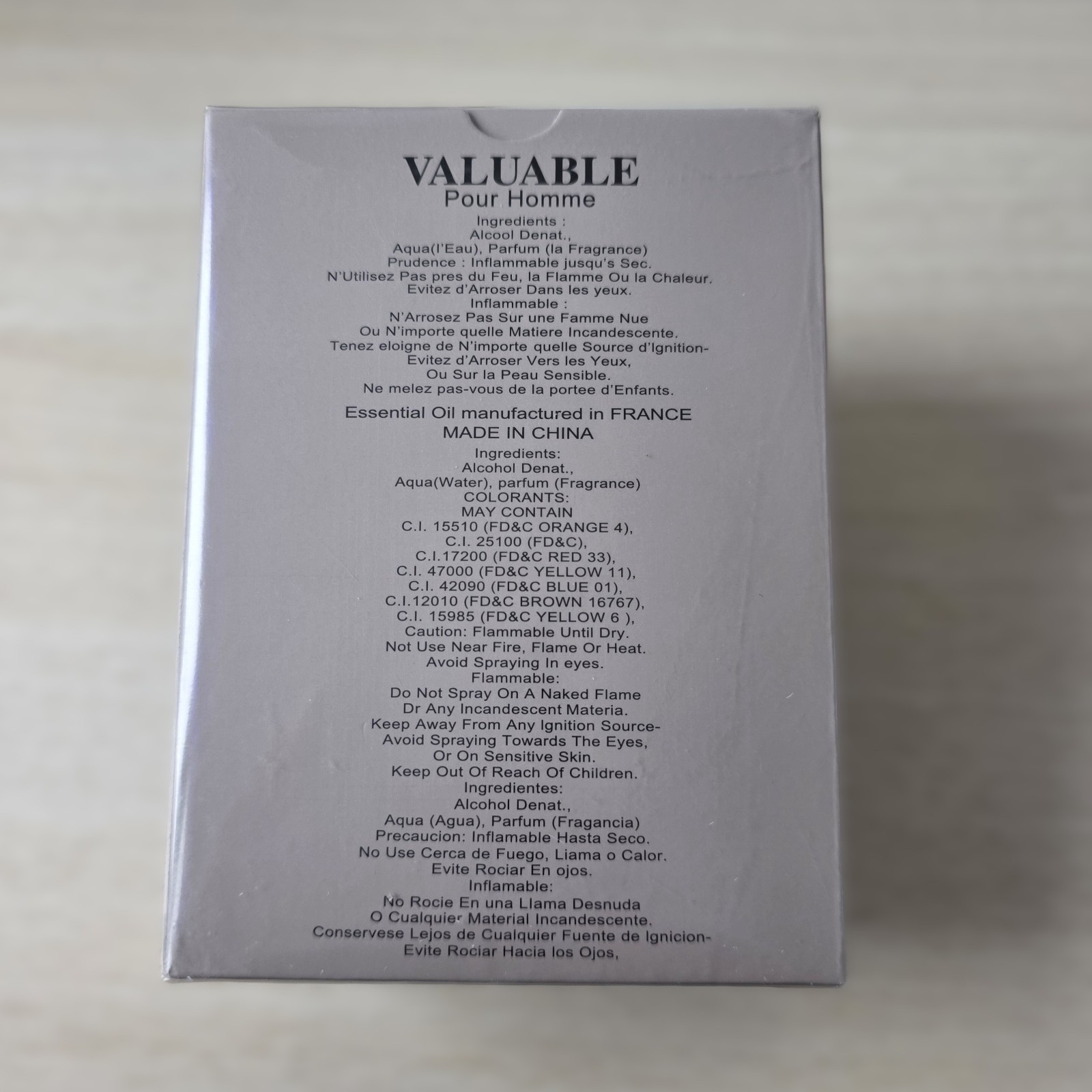 Valuable Pour Homme Eau de Parfum 3.4 oz 100 mL Men’s Cologne New Boxed