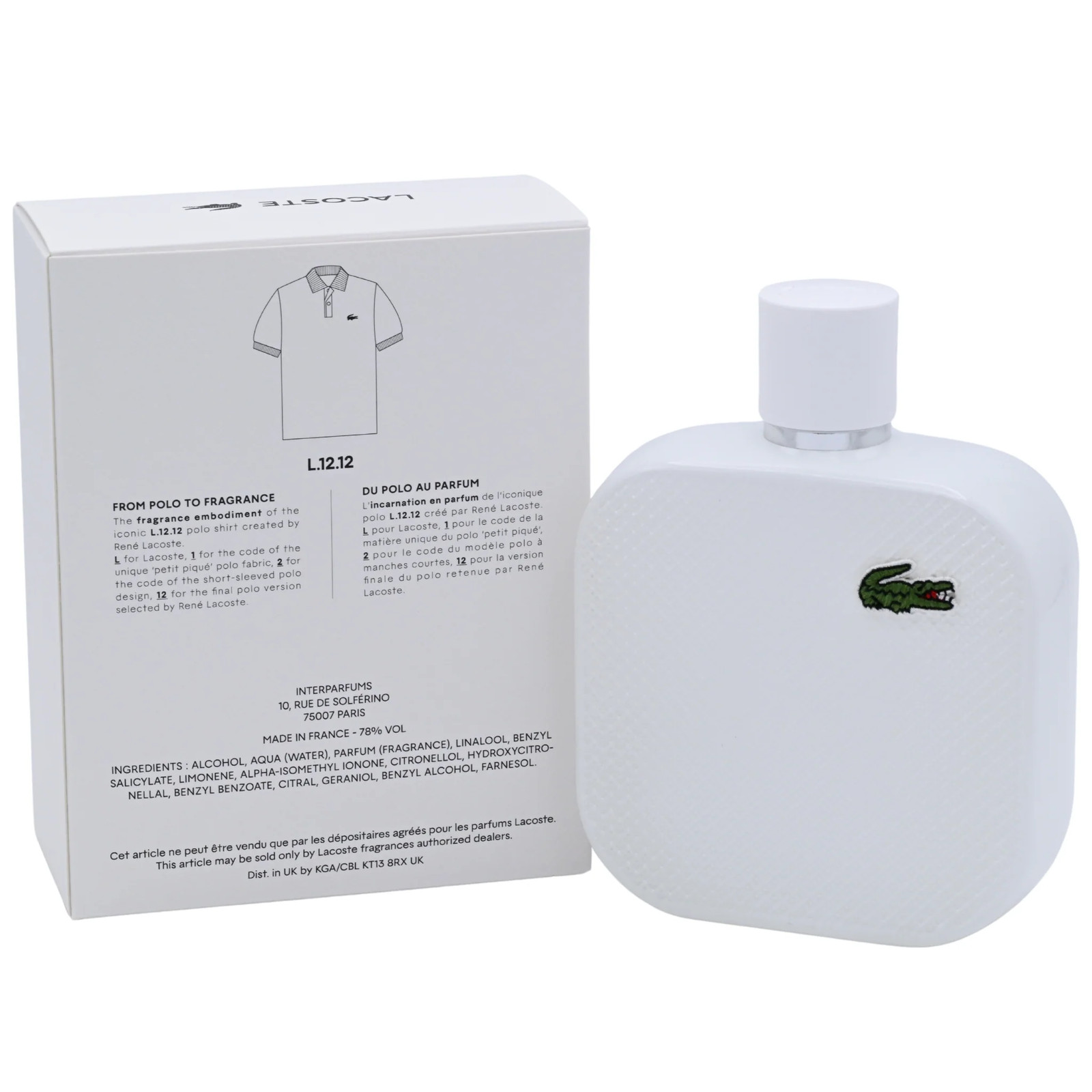 Lacoste L.12.12 Blanc by Lacoste cologne for men EDT 5.9 oz New in Box