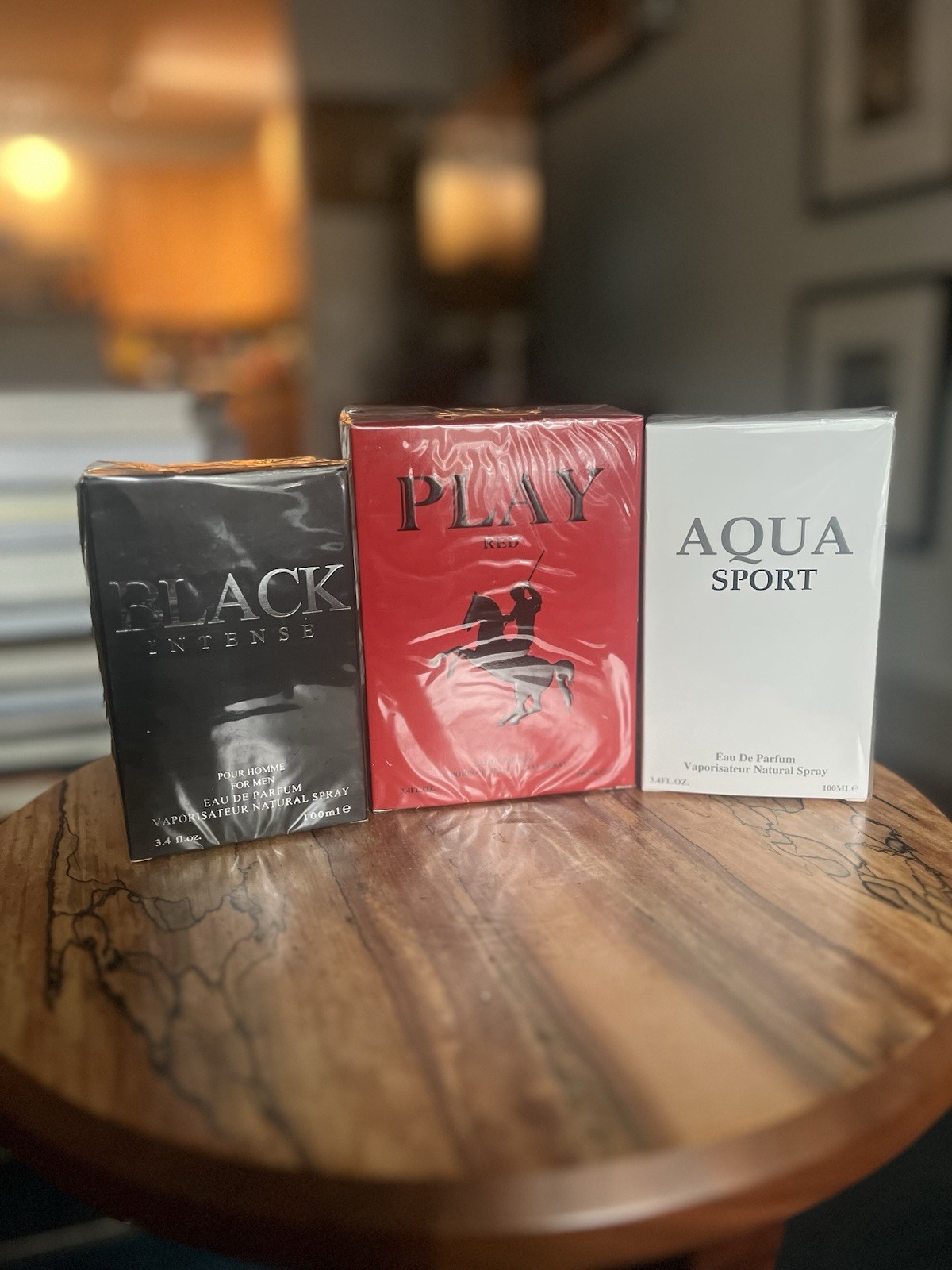 3pc Men’s Cologne Bundle Black Intense Aqua Sport Play Red 100ml Each New Sealed