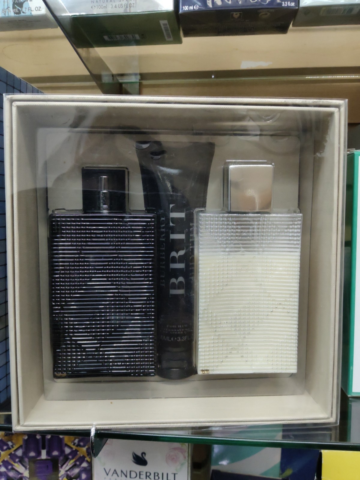 ​Burberry Brit Rhythm for Him 3 Pc Gift Set 3oz EDT Spray Discontinued Rare New