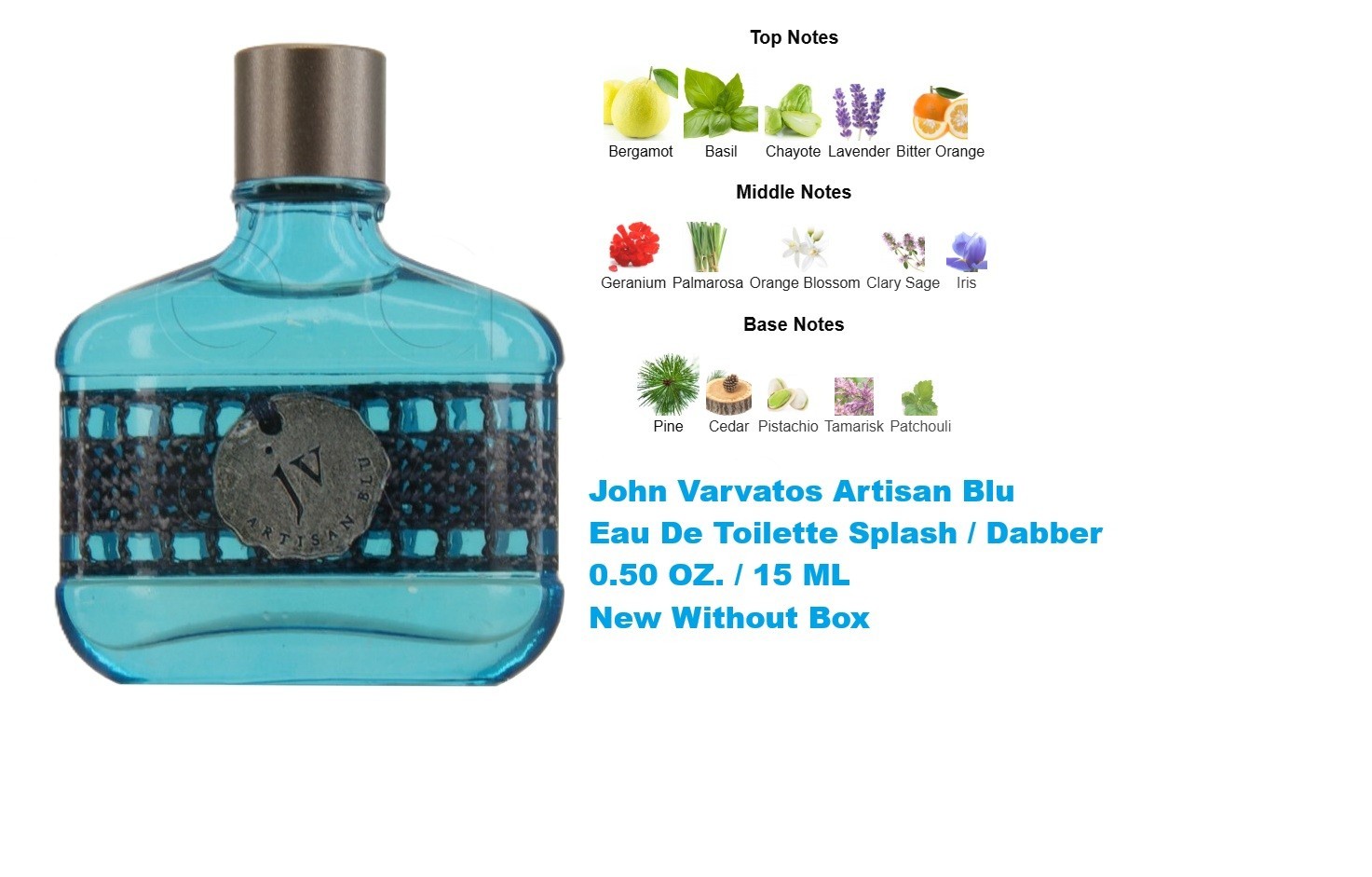 John Varvatos ARTISAN BLU Eau De Toilette Splash Dabber 0.50 OZ New.No.Box