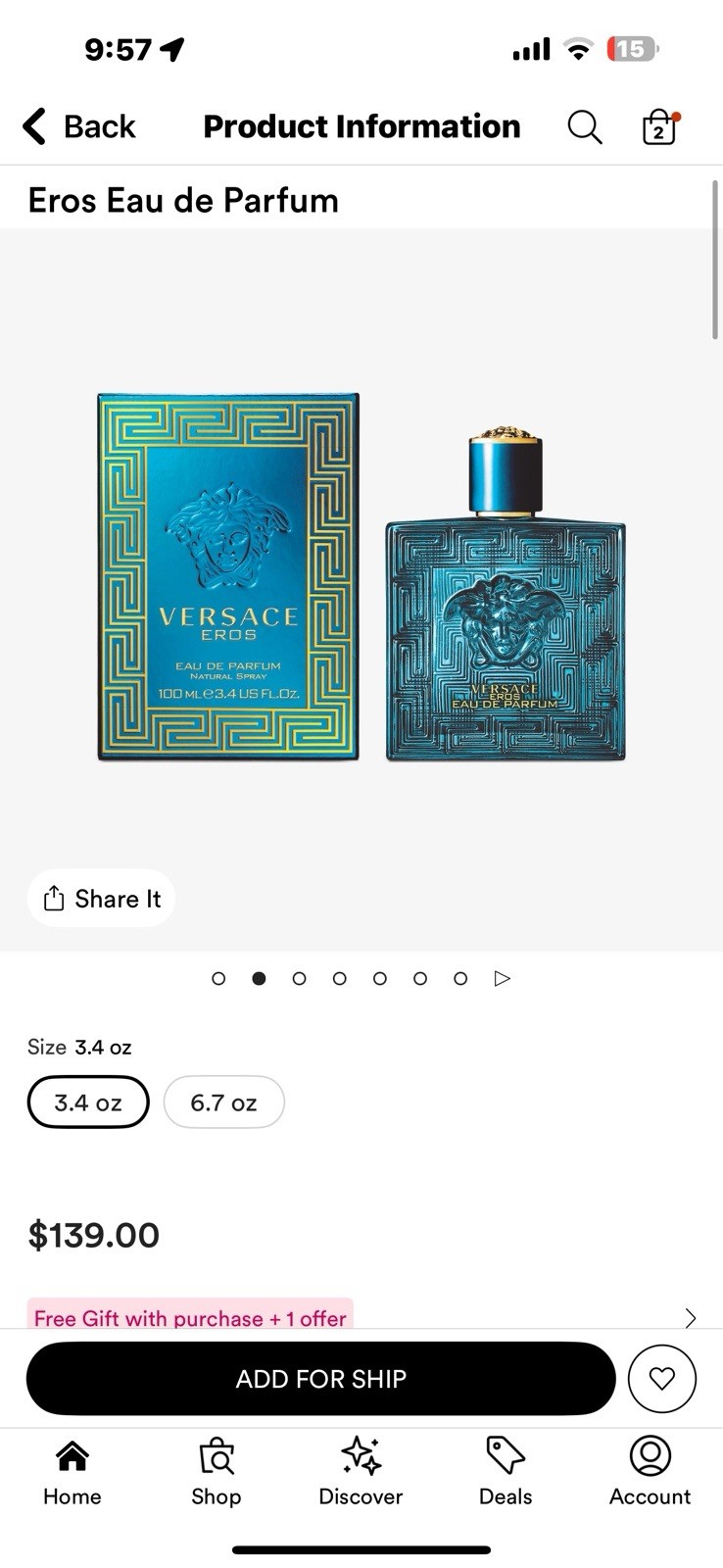 Versace Eros Men’s EDP Cologne 3.4 oz New In Box ORIGINAL AUTHENTIC 100 ML NEW .