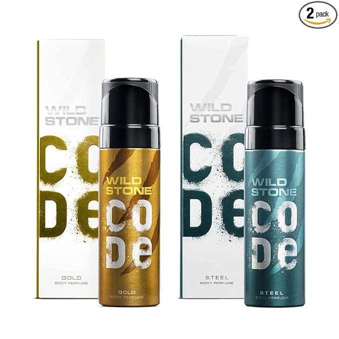 Wild Stone CODE Gold & Steel No Gas Body Perfume for Men Pack of 2 (150ml Each)