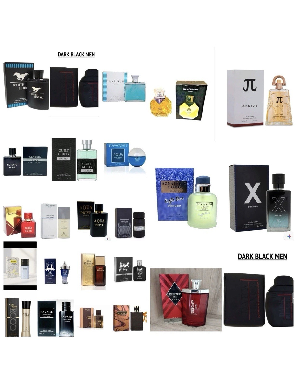 Wholesale Mixed Lot Of Impression Perfumes Lot 20 Pieces Men’s Perfumes 3.4 oz