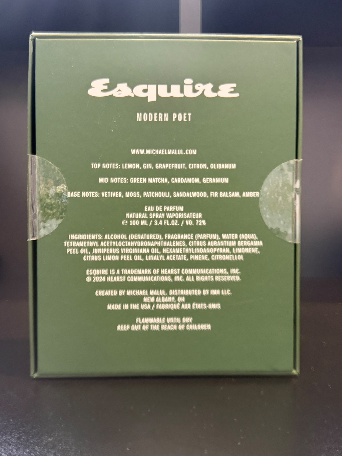 Michael Malul Esquire Modern Poet Men Eau de Parfum Spray 3.4Oz. (New in Box)