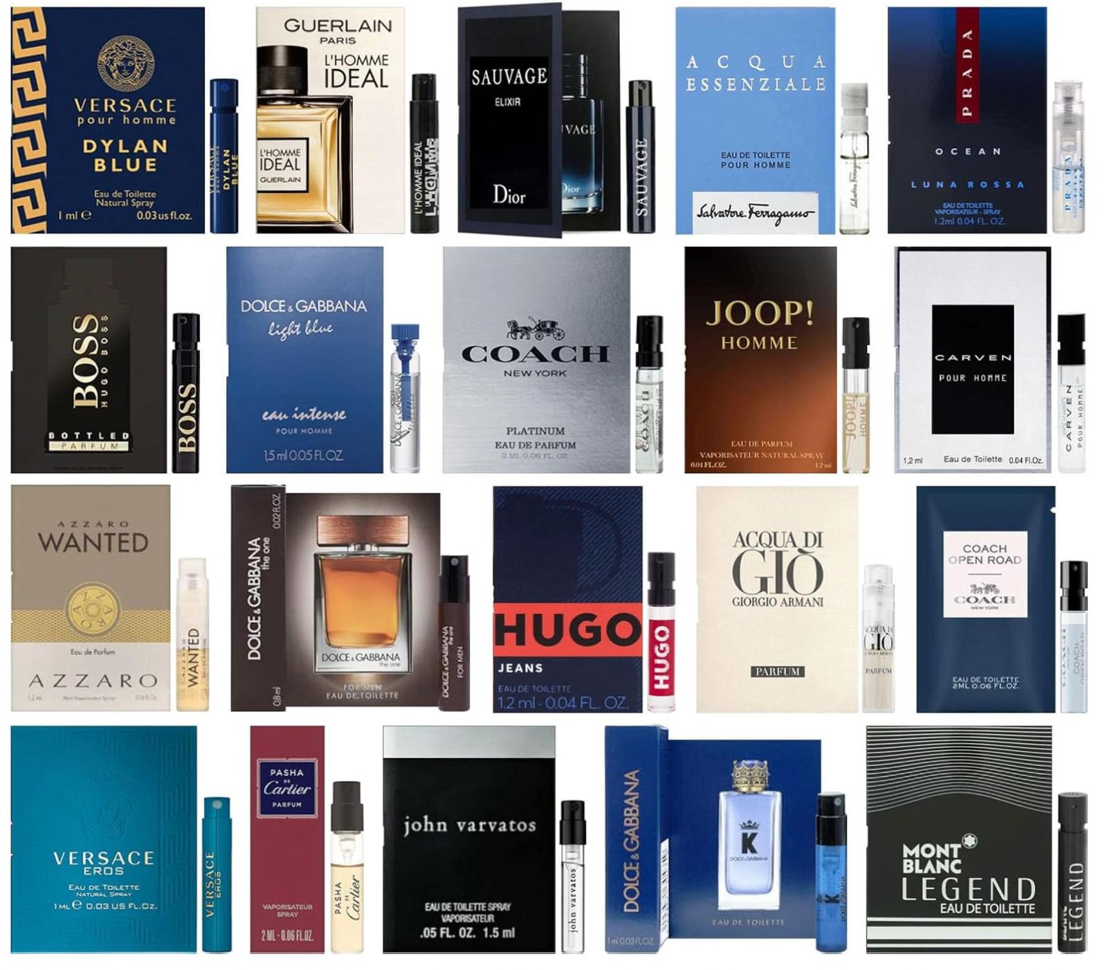 Men’s perfume sampler set – Designer perfume sample Lot x 10 assorted vials