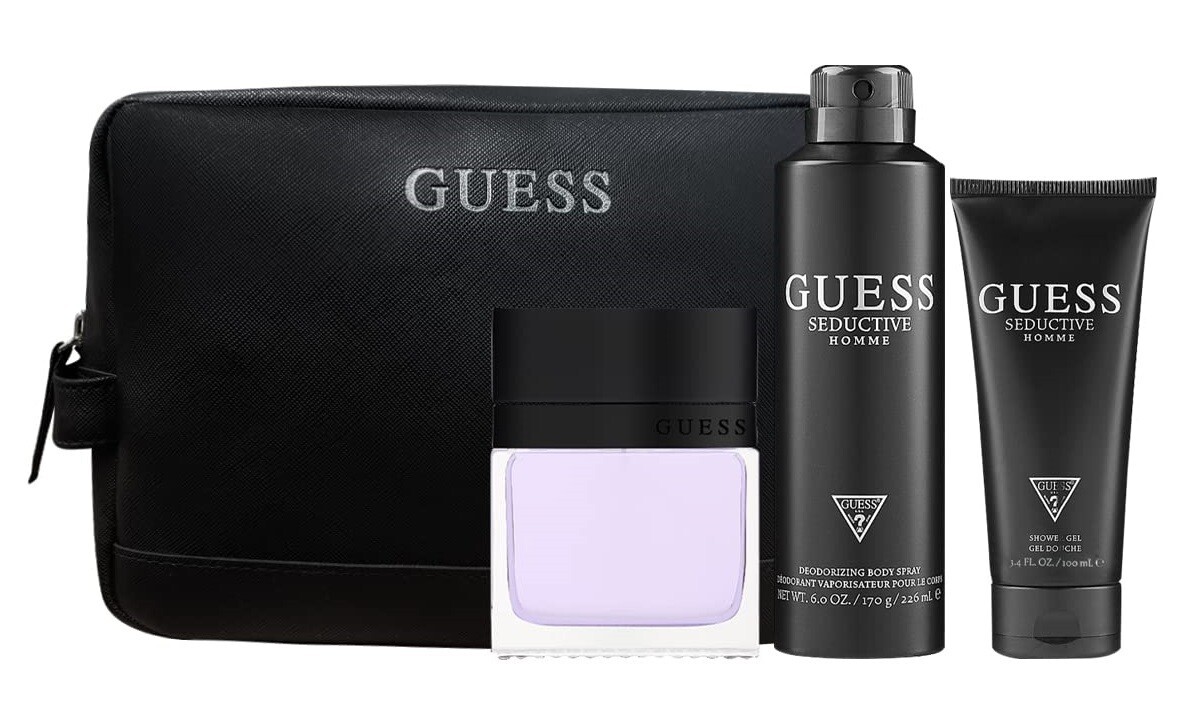GUESS SEDUCTIVE HOMME Cologne for Men 4 pc SET 3.4 oz EDT Spray + SHOWER GEL BAG