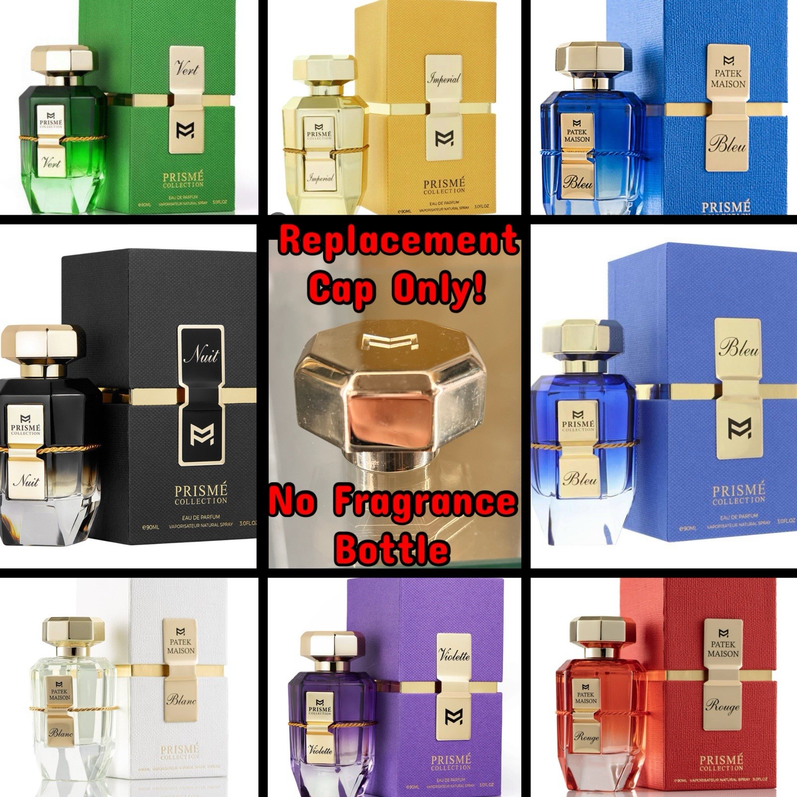 CAP/ LID ONLY PRISME COLLECTION VERT Patek Maison 3.0 OZ EDP Fits More Fragrance