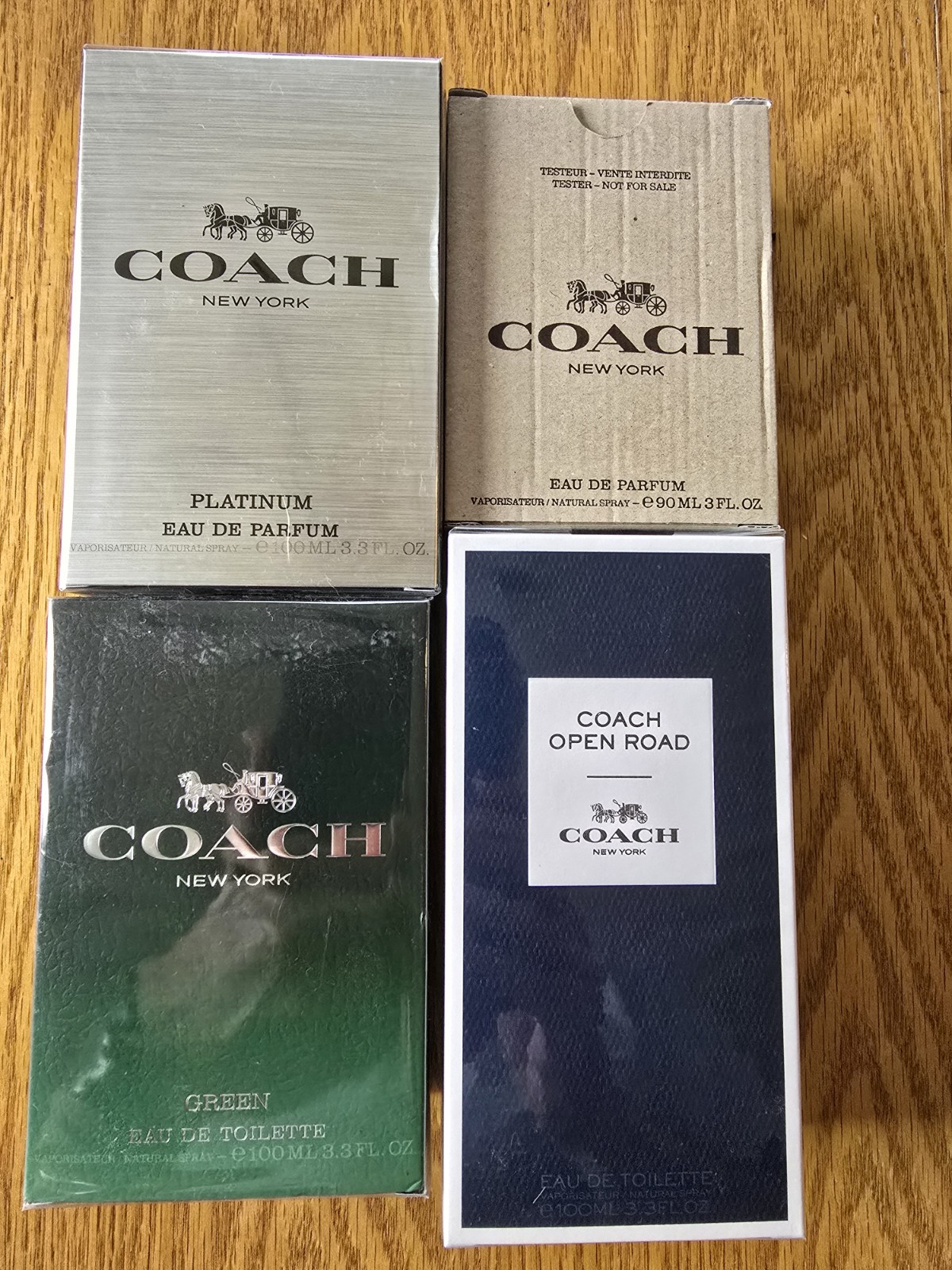 Lot Of 4 Coach Mens Cologne (Platinum, Green, Black Tester, Open Road)