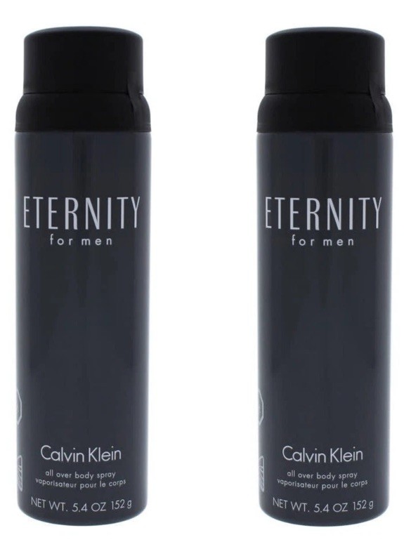 *PACK OF 2* ETERNITY by CALVIN KLEIN for Men ALL OVER BODY SPRAY 5.4 oz 152g NEW