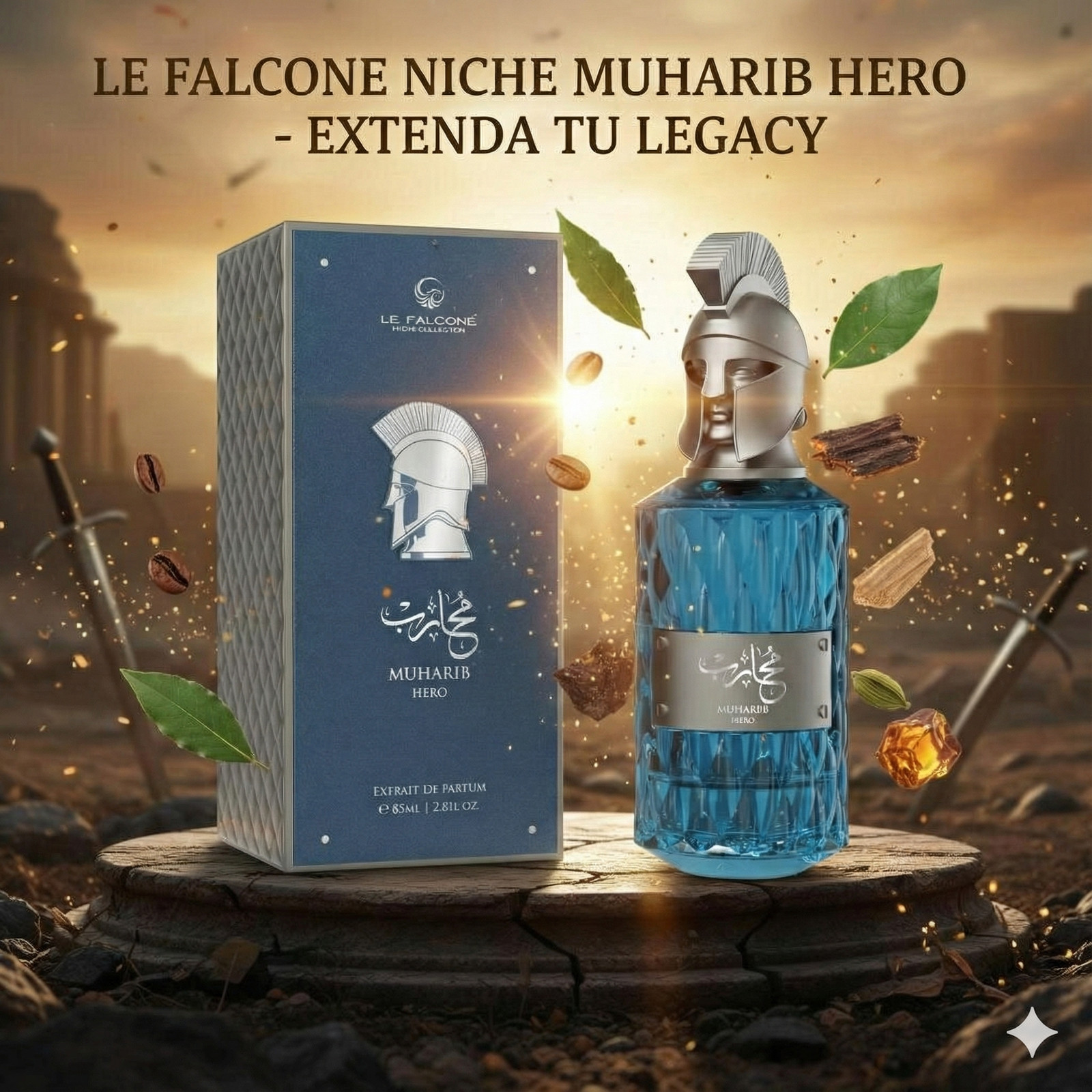 Le Falcone Muharib Hero Extrait De Parfum Cologne for Men 2.8 0Z/85 ML Brand New