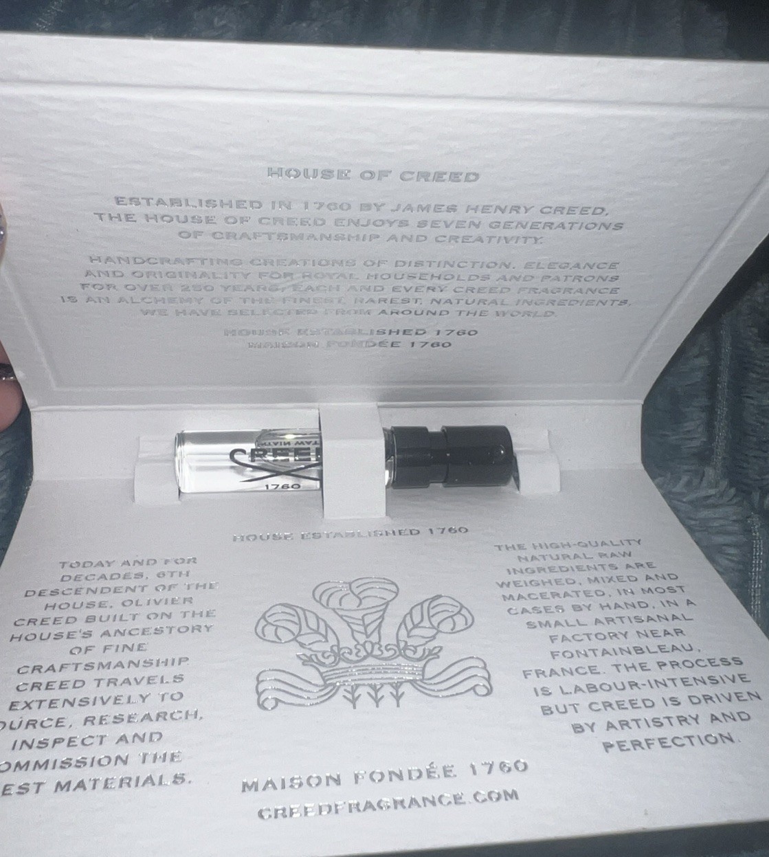 Creed Silver Mountain Water Eau de Parfum Official Carded Sample Spray 1.7ml