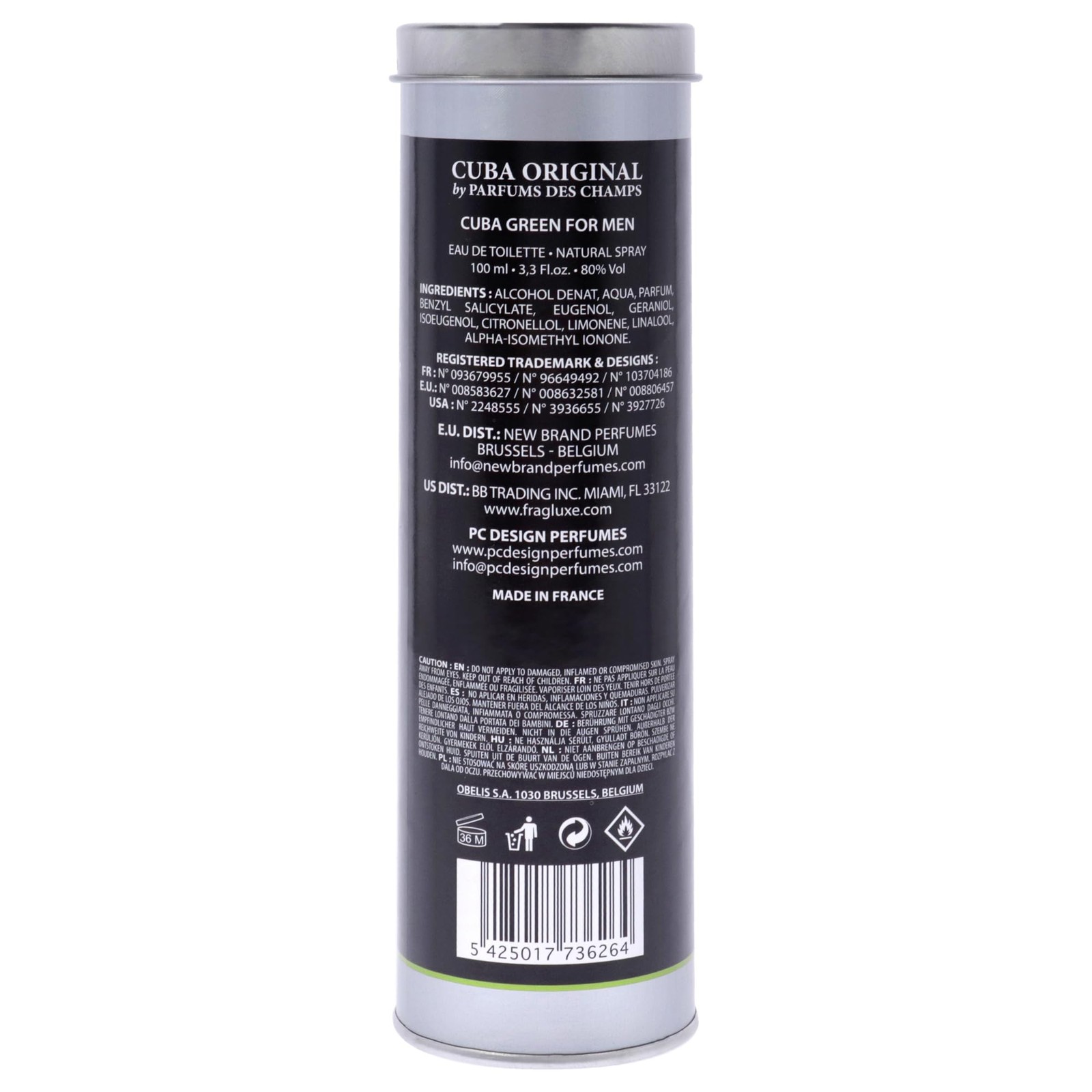 Cuba Green for Men’s Edt Spray (3.3 Fl Oz)
