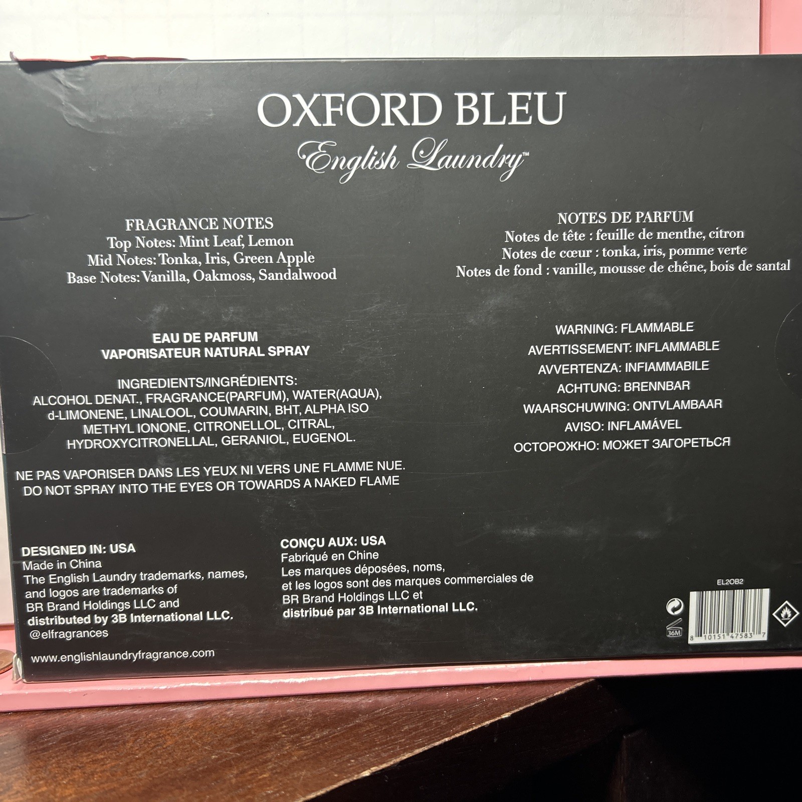 ENGLISH LAUNDRY Oxford Bleu EDP Spray 3.4oz & .68oz NIB SEALED