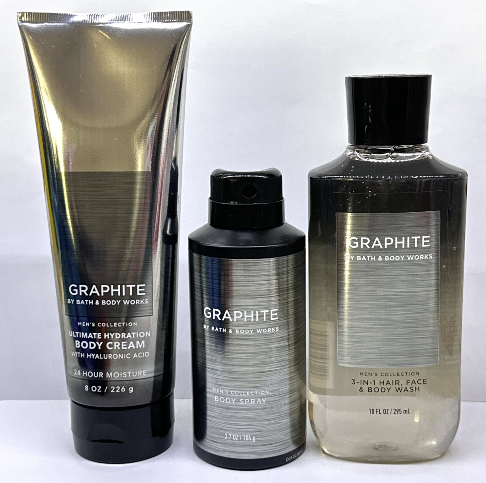 🪨3~Bath & Body Works Set GRAPHITE for Men Body Wash Cream & Spray Full Size🪨