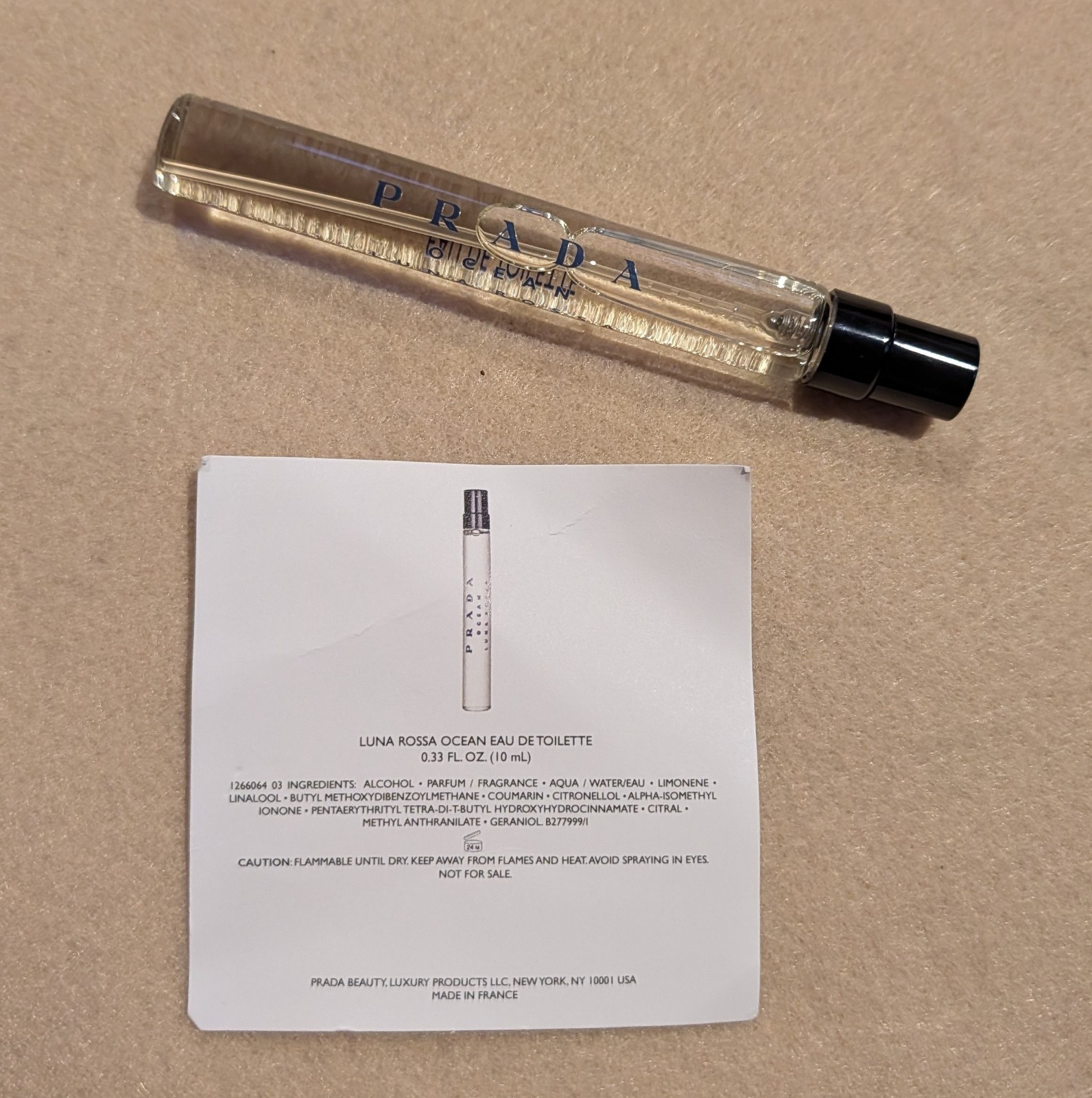 Prada Luna Rossa Ocean Eau De Toilette Approx .33 FL OZ