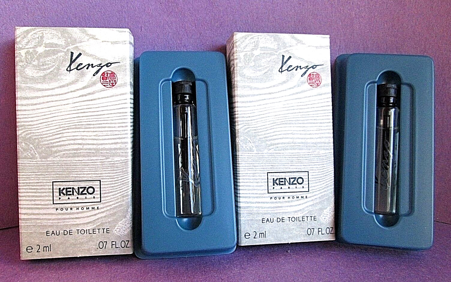 2 Set Vintage 1991 Kenzo Pour Homme Eau de Toilette Samples 2 ml .07 oz Original