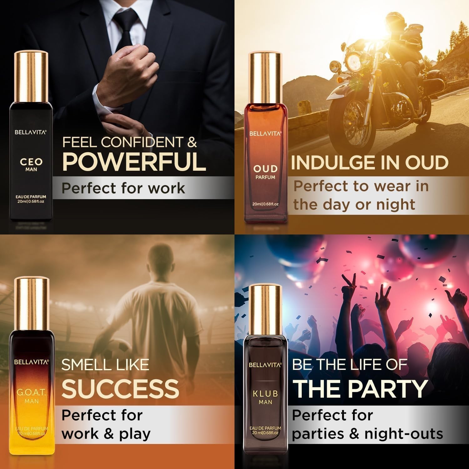 Bella Vita Organic Men’s Luxury Perfume Gift Set 4 x 20 ml