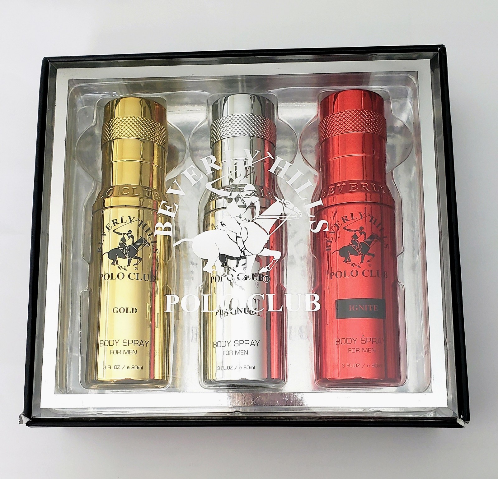 Beverly Hills Polo Club 3 Piece Set Body Spray For Men 3 Oz Each.