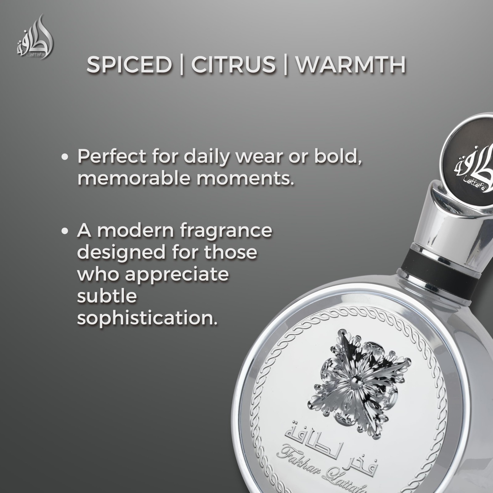 Fakhar Platin – Citrus, Spicy, Aromatic, Woody – Eau de Parfum Spray Long-Las…