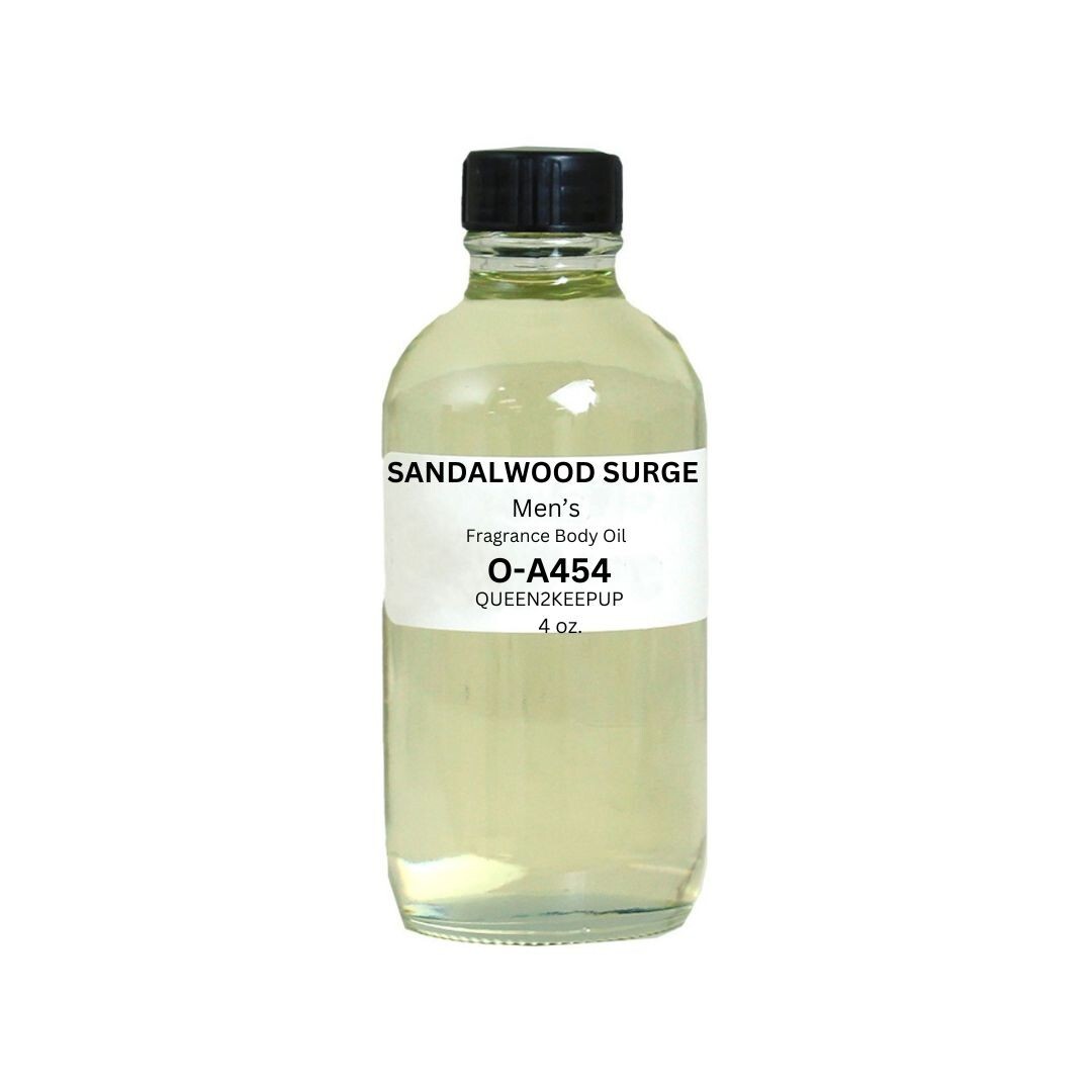 Sandalwood Surge (Men) Body Oil Fragrance 4 oz All Natural Scent Glass Bottle
