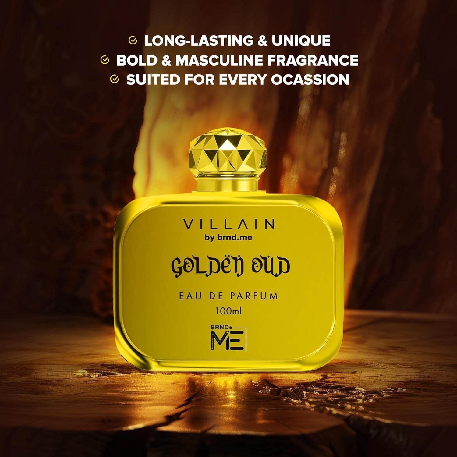 Villain Golden Oud Luxury Perfume for Men Long Lasting Eau De Parfum 100 ml