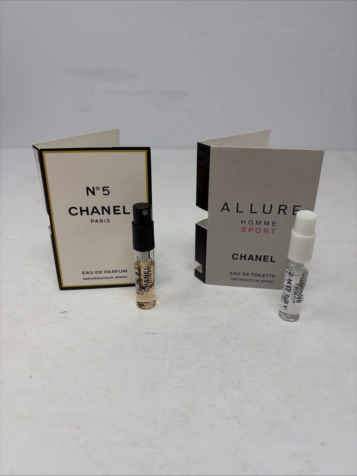ALLURE HOMME SPORT & No. 5 By CHANEL 0.05oz / 2ml ea EDT Spray Samples