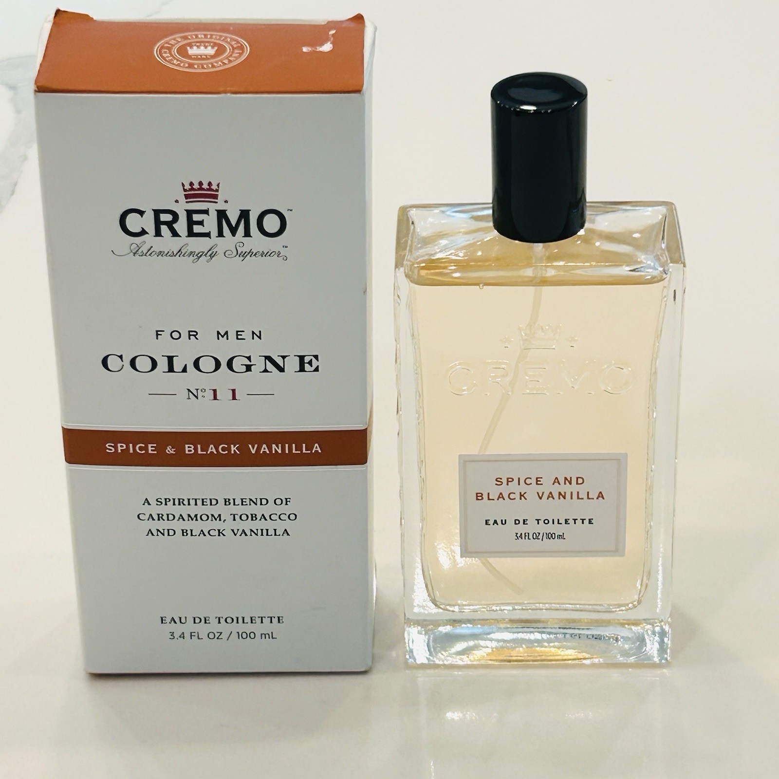 Cremo Spice & Black Vanilla Cologne Spray Tobacco and Black Vanilla 3.4 Fl Oz