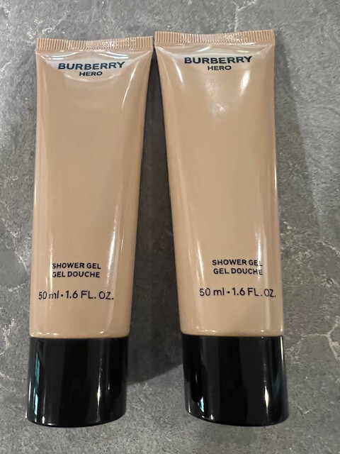 Burberry Hero For Men Lot Of 2 Shower Gel Each Tube Is 1.6 fl.oz 5 ML New Fr Sh