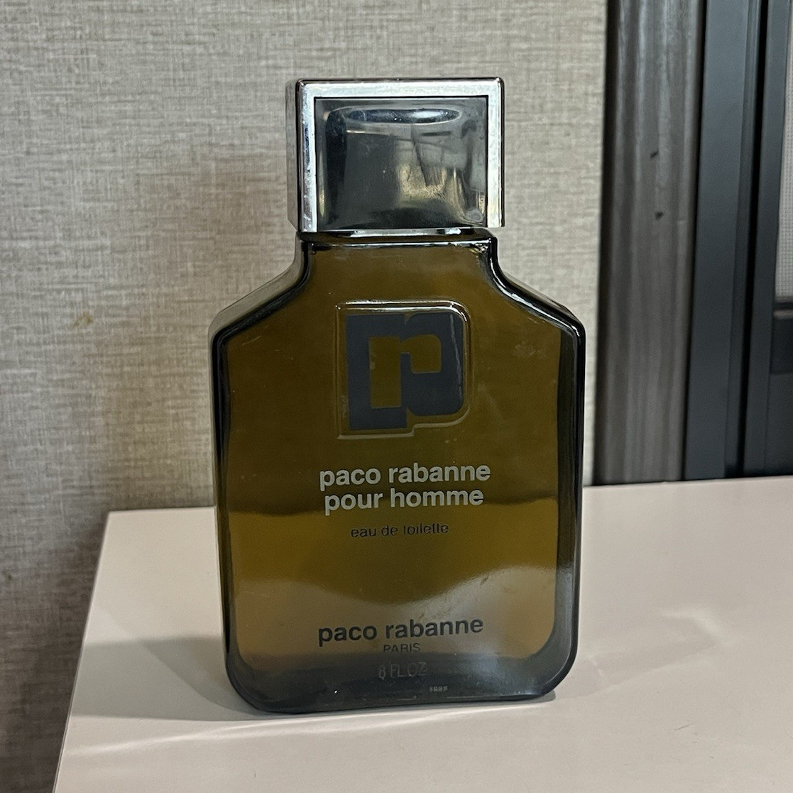 Vintage Paco Rabanne Pour Homme 8oz 240ml Splash EDT 1970s 1980s FULL Embossed