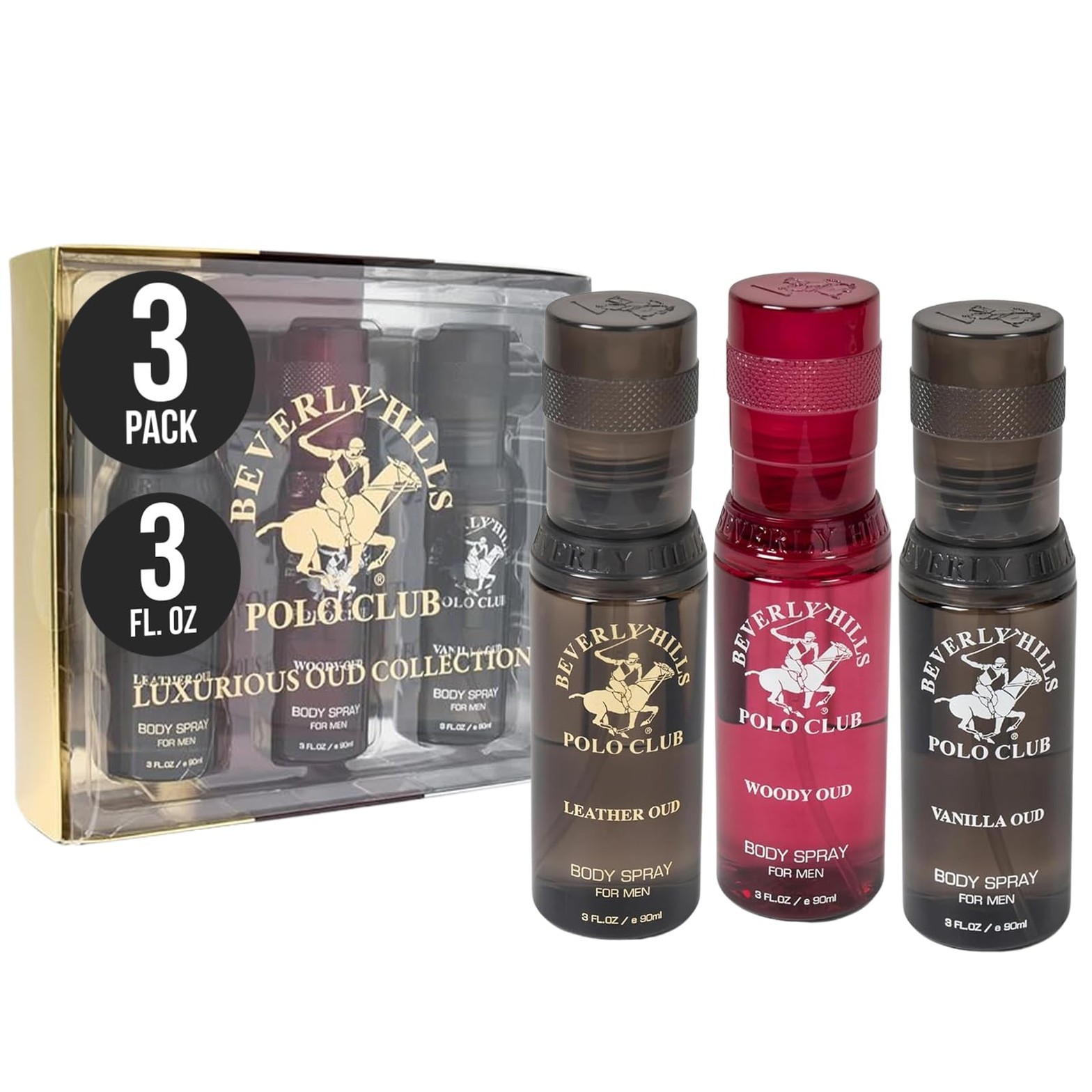 Beverly Hills Polo Club Luxurious Oud Collection for Men’s Body Mist Spray (3 FL